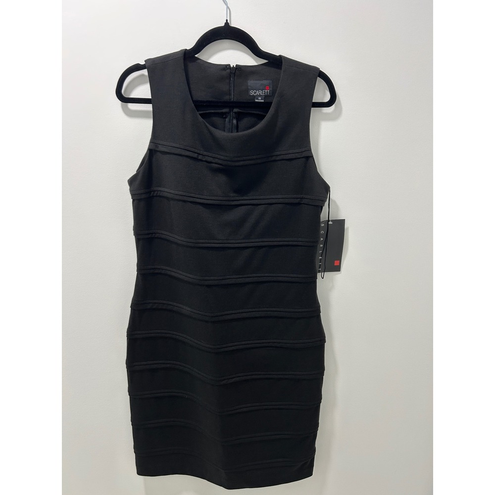 Scarlett Black Tiered Ribbed Sleeveless Sheath Dress Size 12 NWT